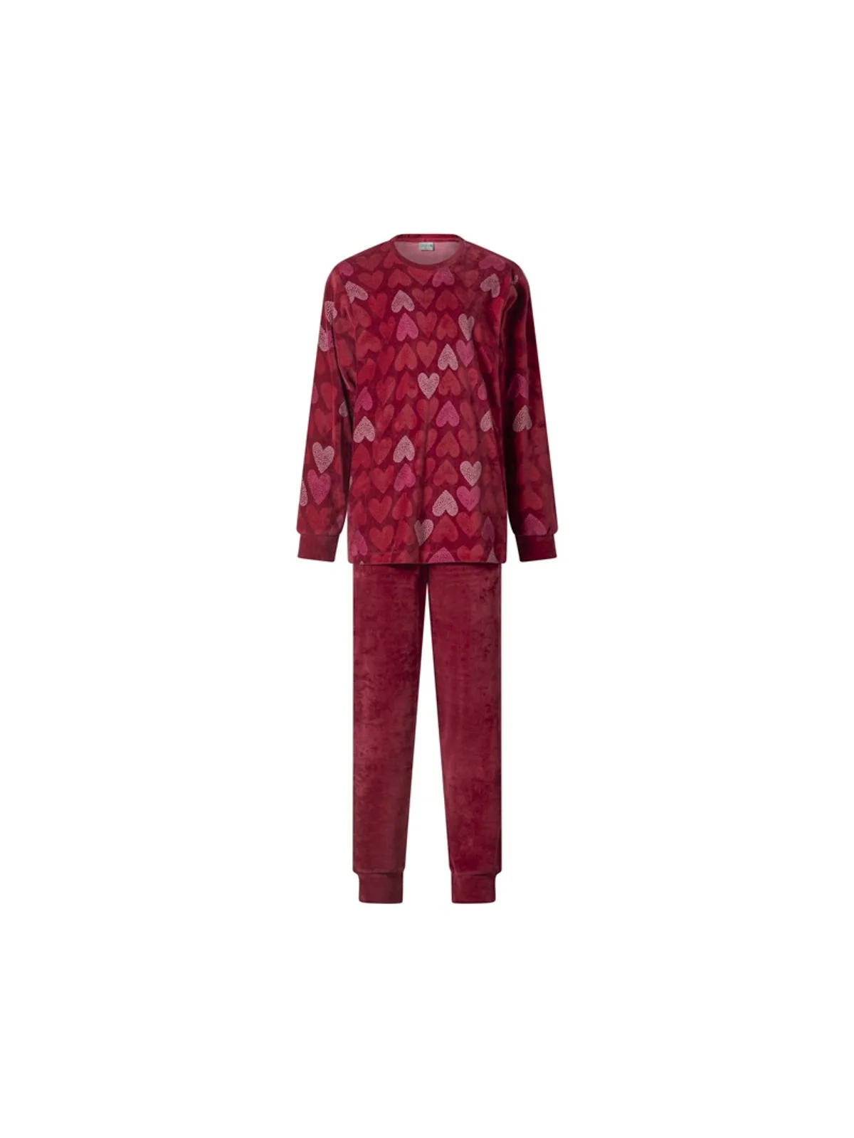 Lunatex dames velours badstof pyjama hart