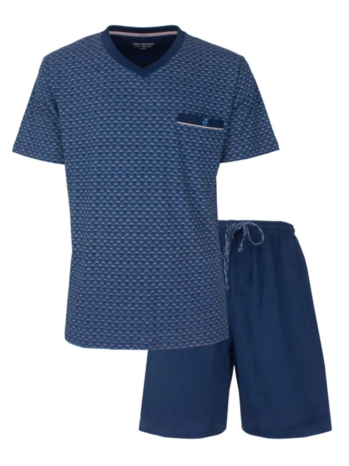 Blauw print V-hals (16001A)