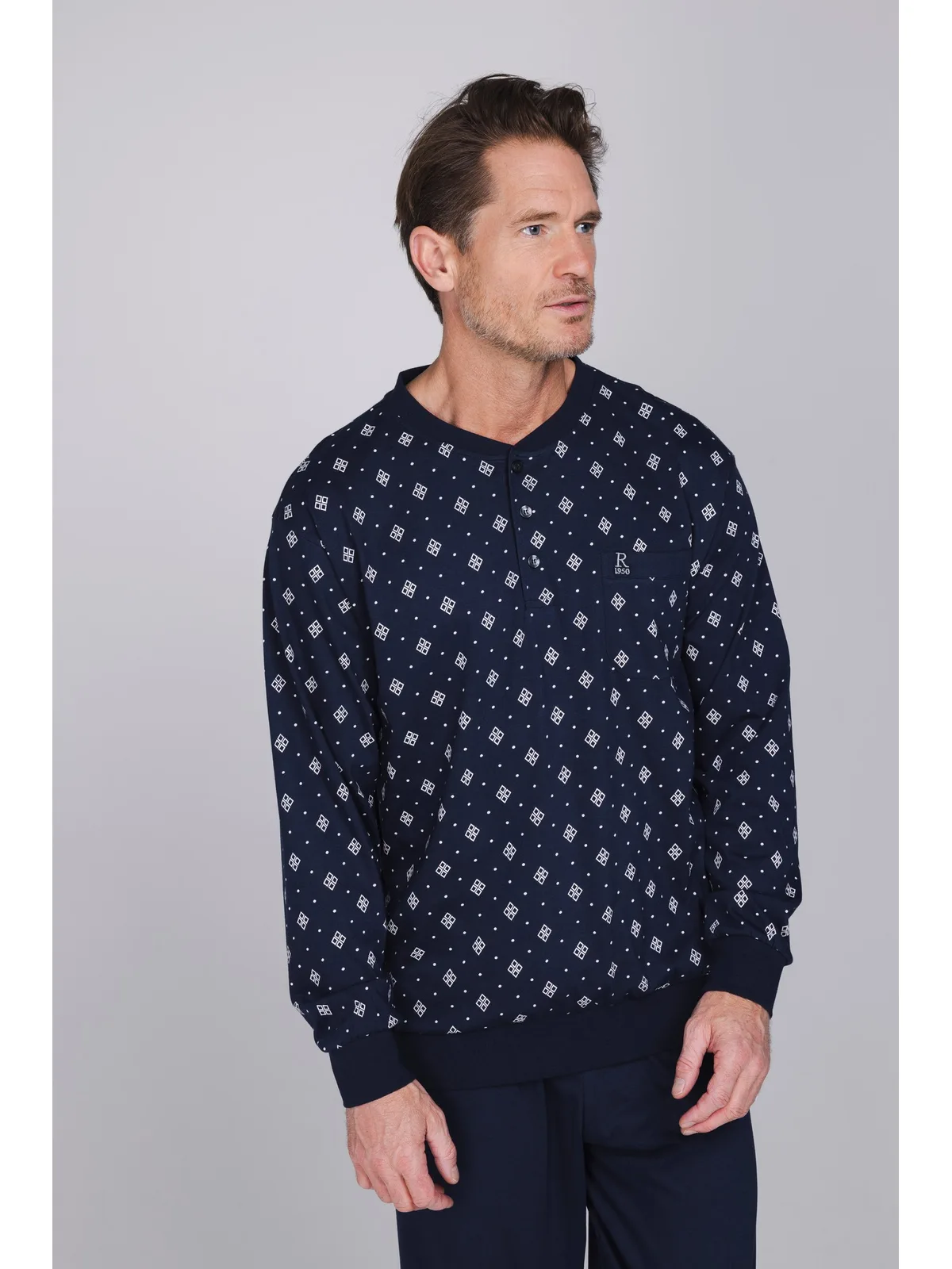 Robson heren tricot pyjama ronde hals afbeelding 2