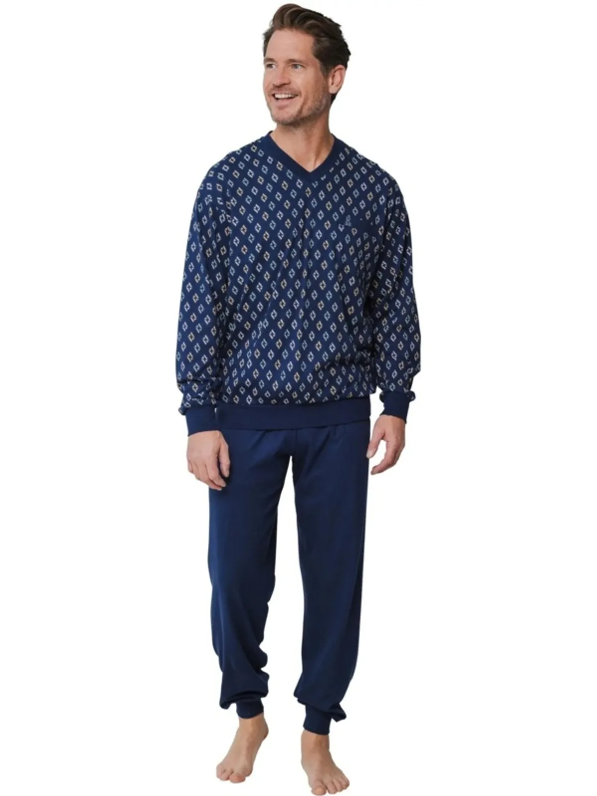 Robson heren tricot pyjama ronde hals afbeelding 2