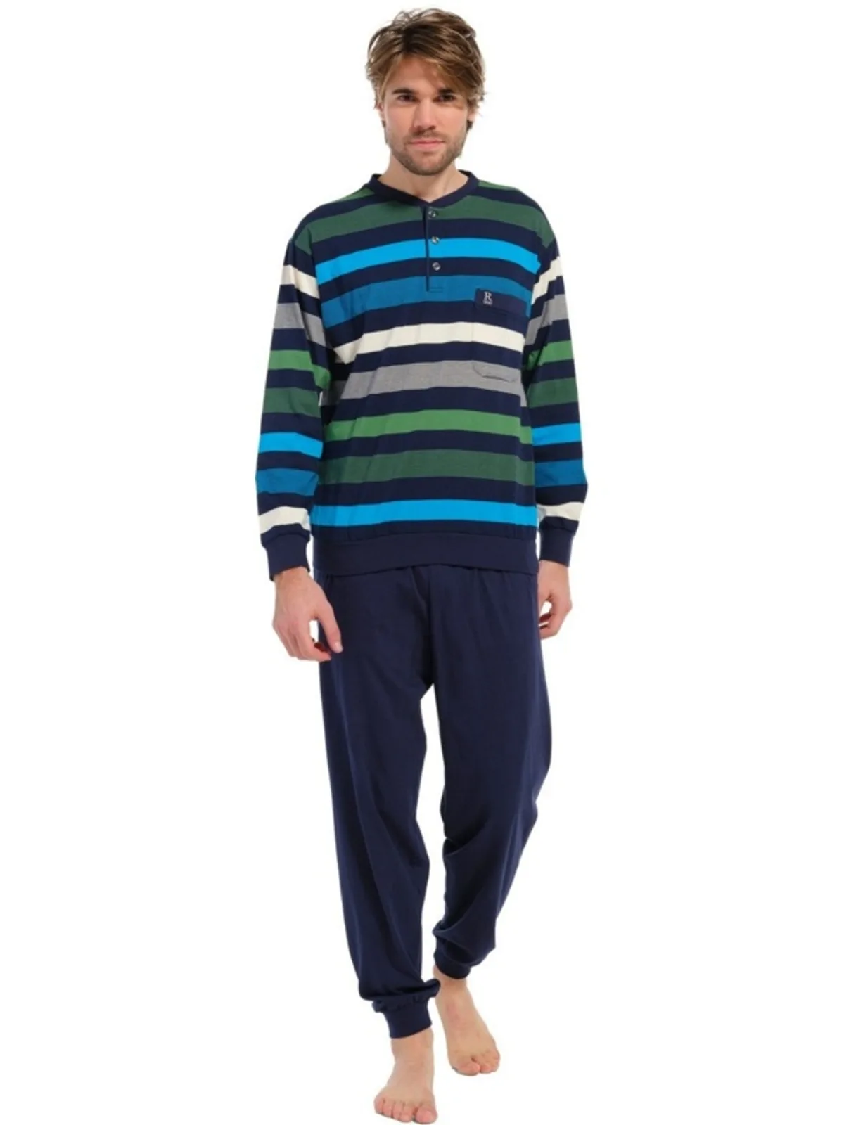 Robson heren tricot pyjama ronde hals afbeelding 2