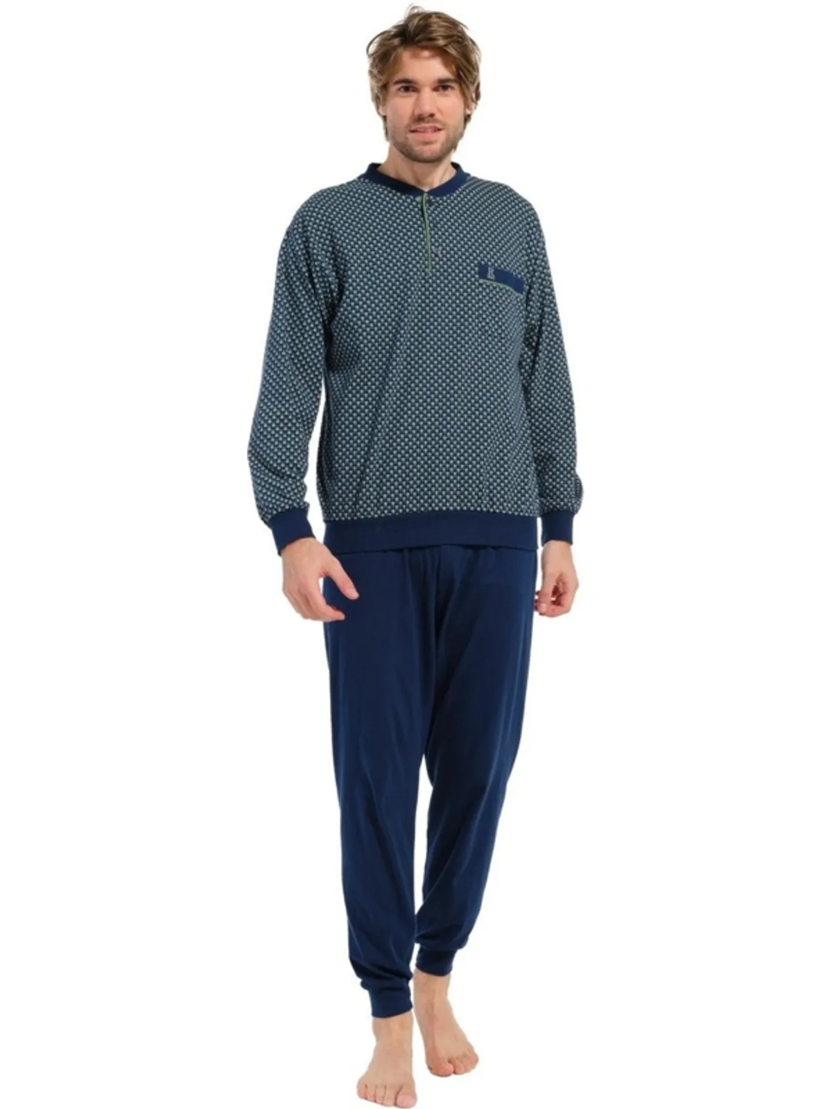 Robson heren tricot pyjama ronde hals afbeelding 2