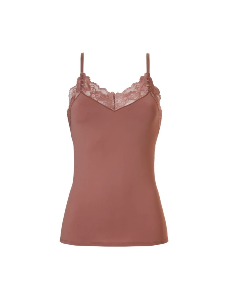 Ten Cate Goodz dames spaghetti top met kant beige