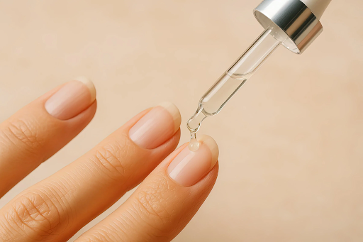 technician cleansing natural nail plate to remove oils before application