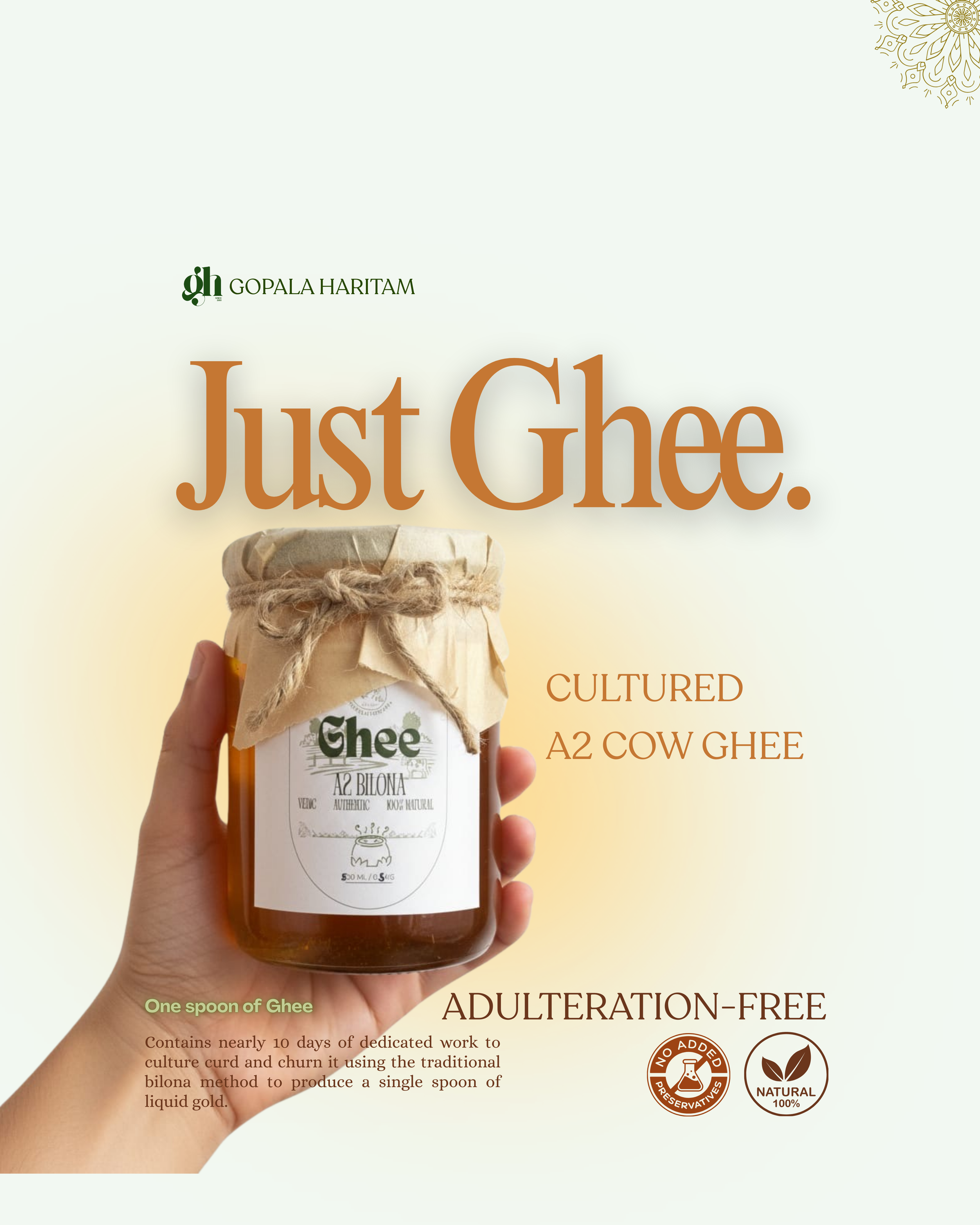 Pure A2 Bilona Ghee made using traditional bilona method