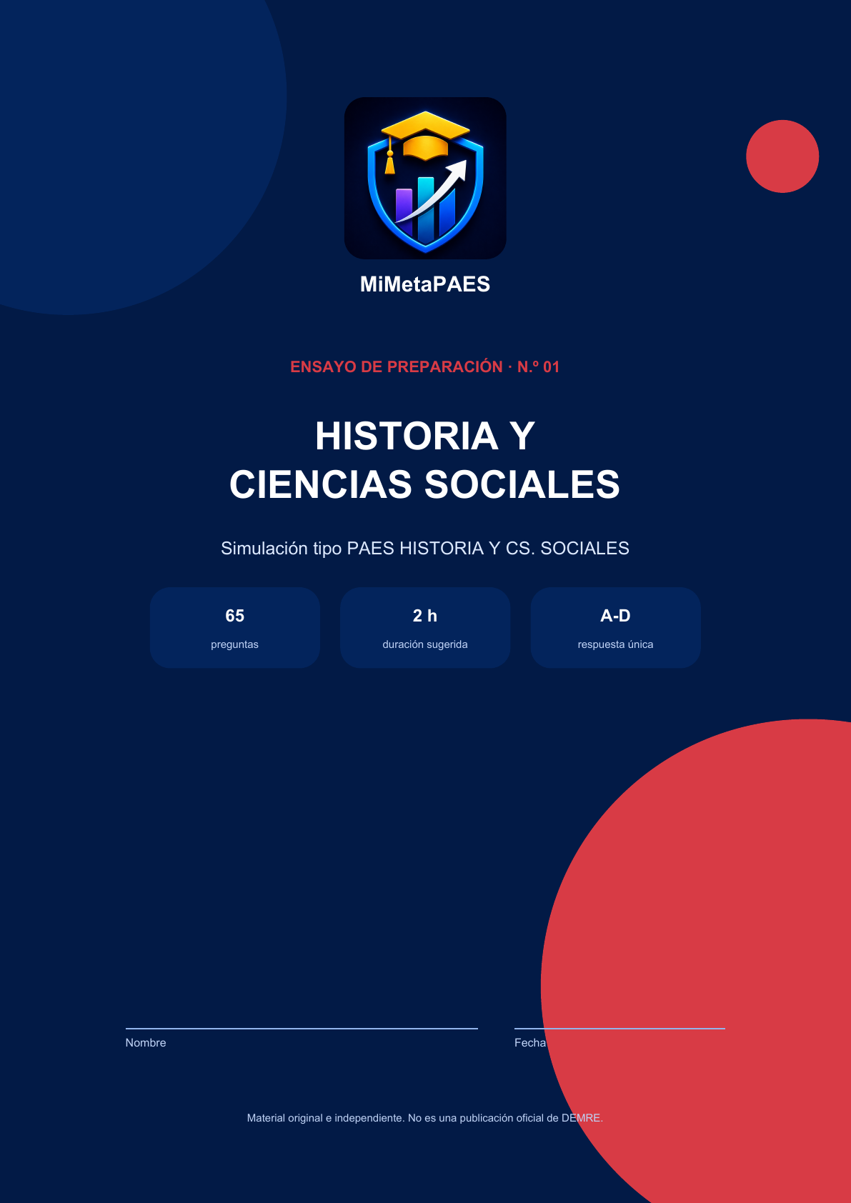Portada de Ensayo PAES Historia y Ciencias Sociales N.º 1