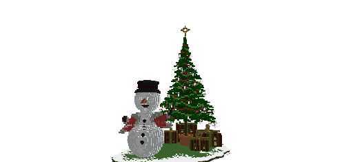 Christmas tree and snowman
