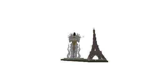 big statue and tower