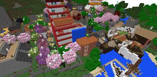 big mix of designs city with secret rooms and loot in chest