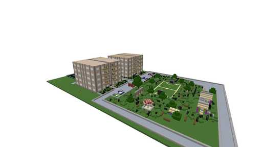 Красивый двор с двумя домами