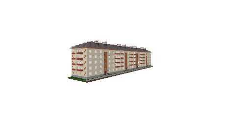 пятиэтажка бело-оранжевая (4 подъезда, скатная крыша)