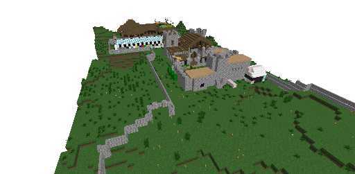 a home with a pet house a house and sone walls