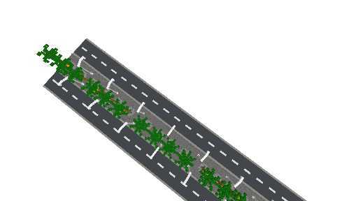 long highway road with street light