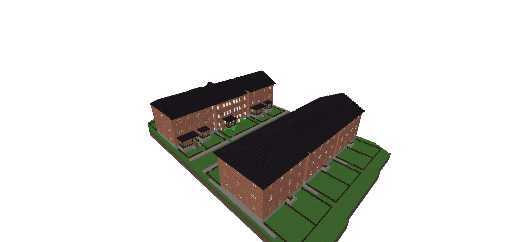 section of three story duplex townhomes