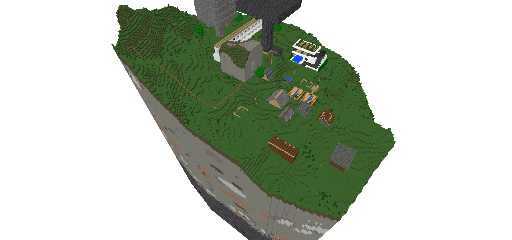 a survival modern house with a village with 2 exp farms