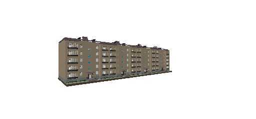 пятиэтажка серая с балконами (4 подъезда + выход на крышу)