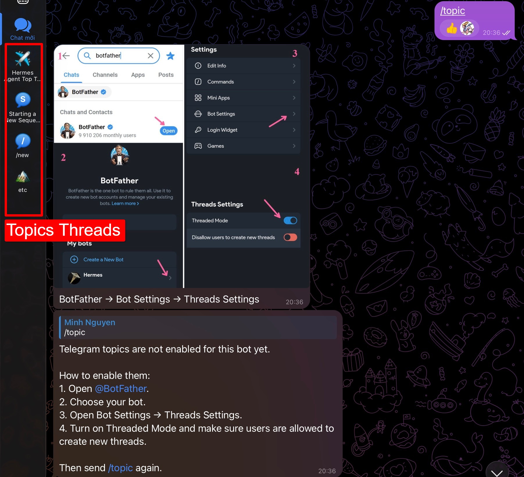 Hermes Agent Telegram Threads