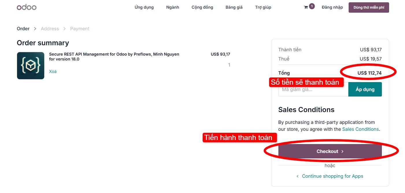 odoo secure_api shopping cart