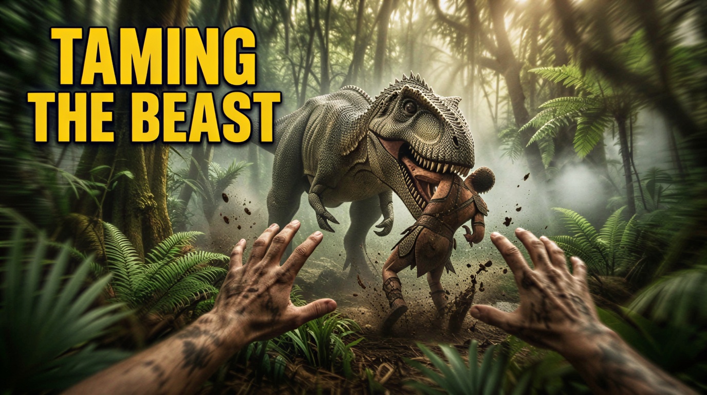 Taming a Giganotosaurus from Ark survival evolved, its eating my friend while I 