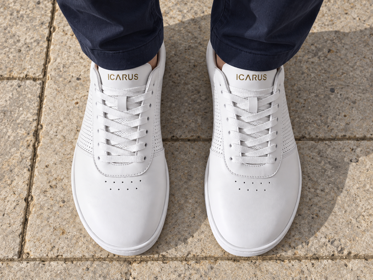 White/gold Ascent Gen 2 viewed from above on foot