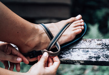 wearing Elemetal barefoot sandal