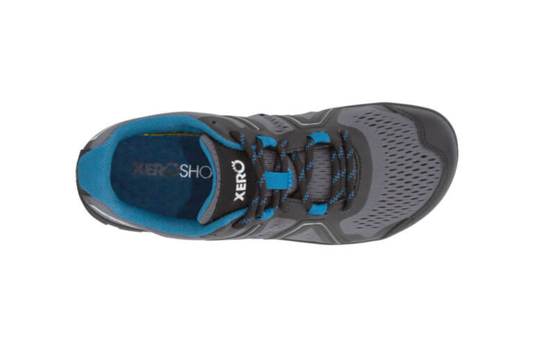 Dark Gray Xero Mesa Trail barefoot shoe top side.