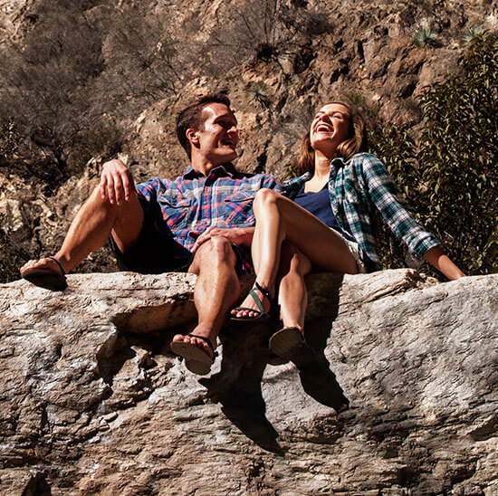 A couple wearing barefoot sandals