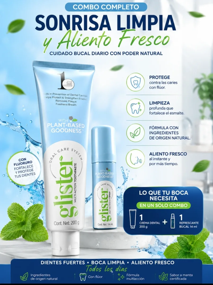Crema dental y referescante bucal Glister