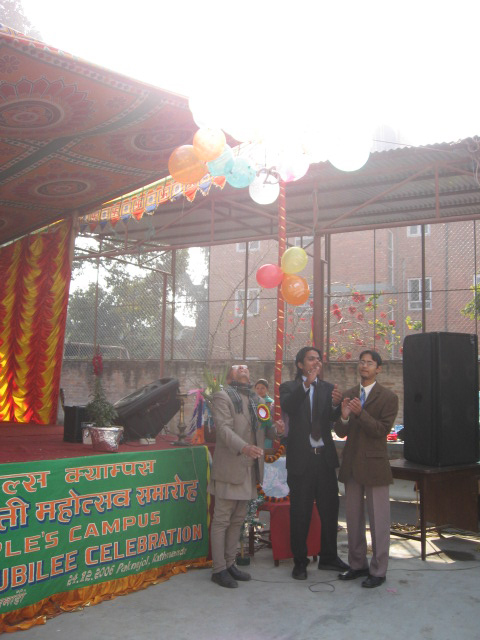 Rikesh Karna releasing 25 balloons with the Campus Principal.
