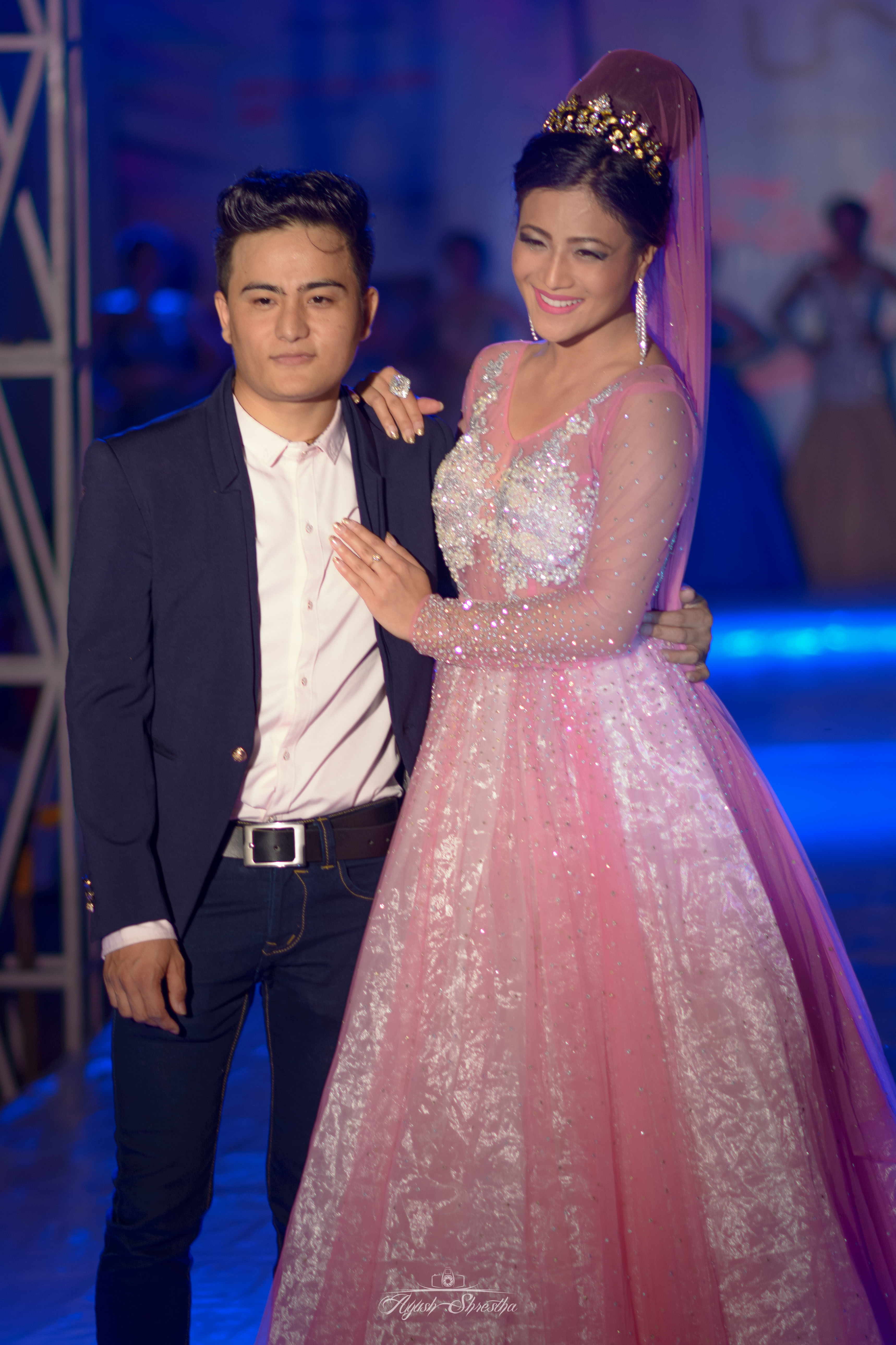 Designer Manish Rai with showstopper Miss Nepal 2015 Evana Manandhar.