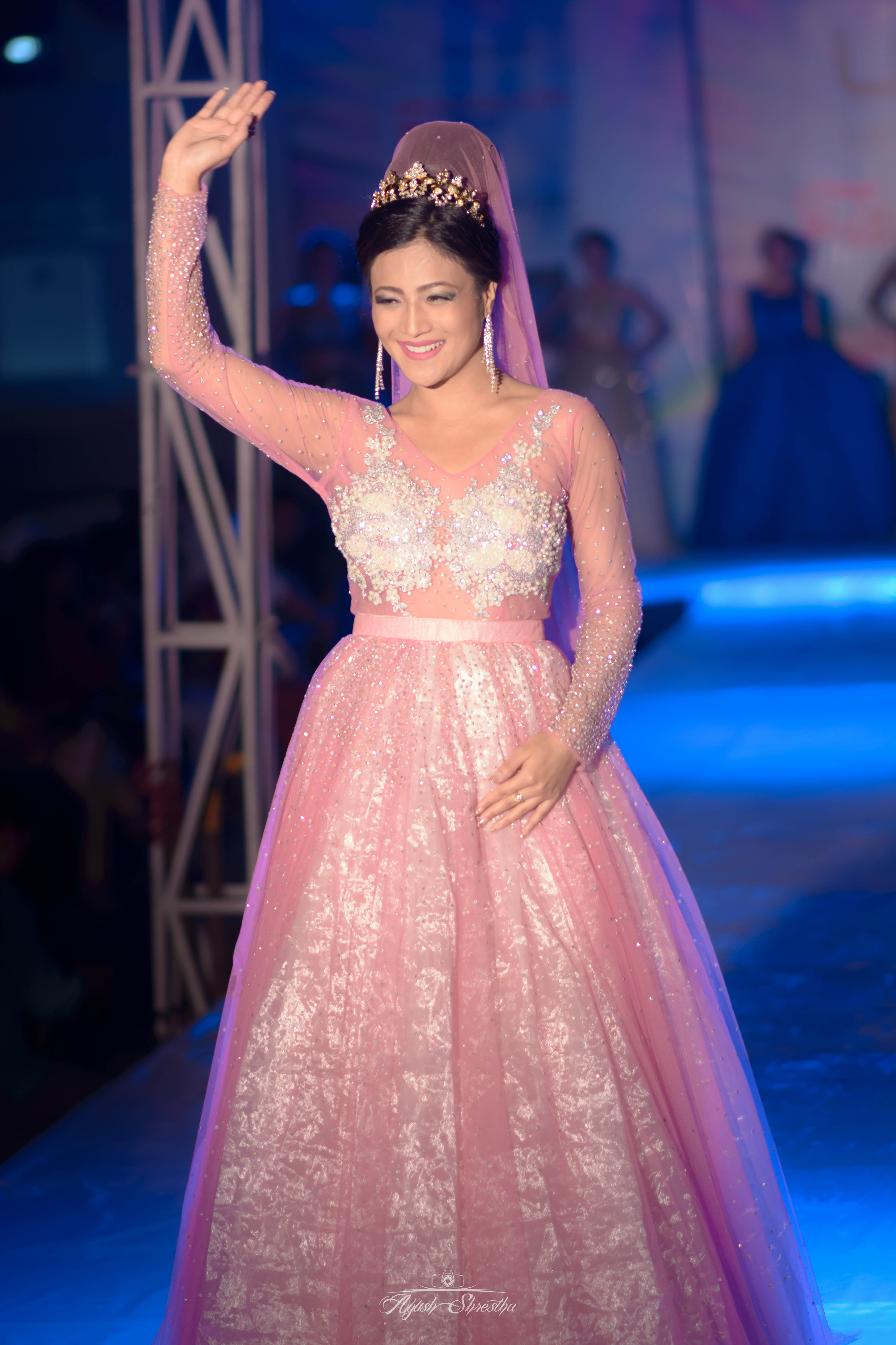 Showstopper Miss Nepal World 2015 Evana Manandhar on the ramp.