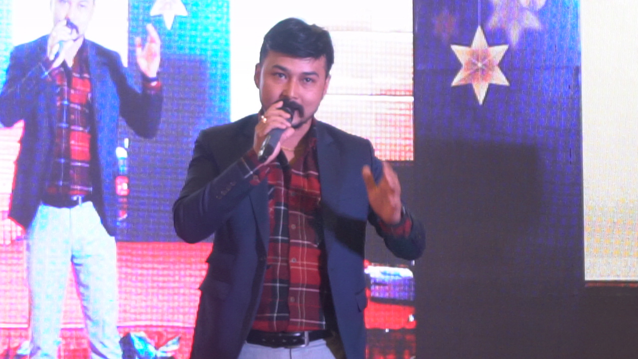Nepal Idol singer Kiran Bhujel performing on stage