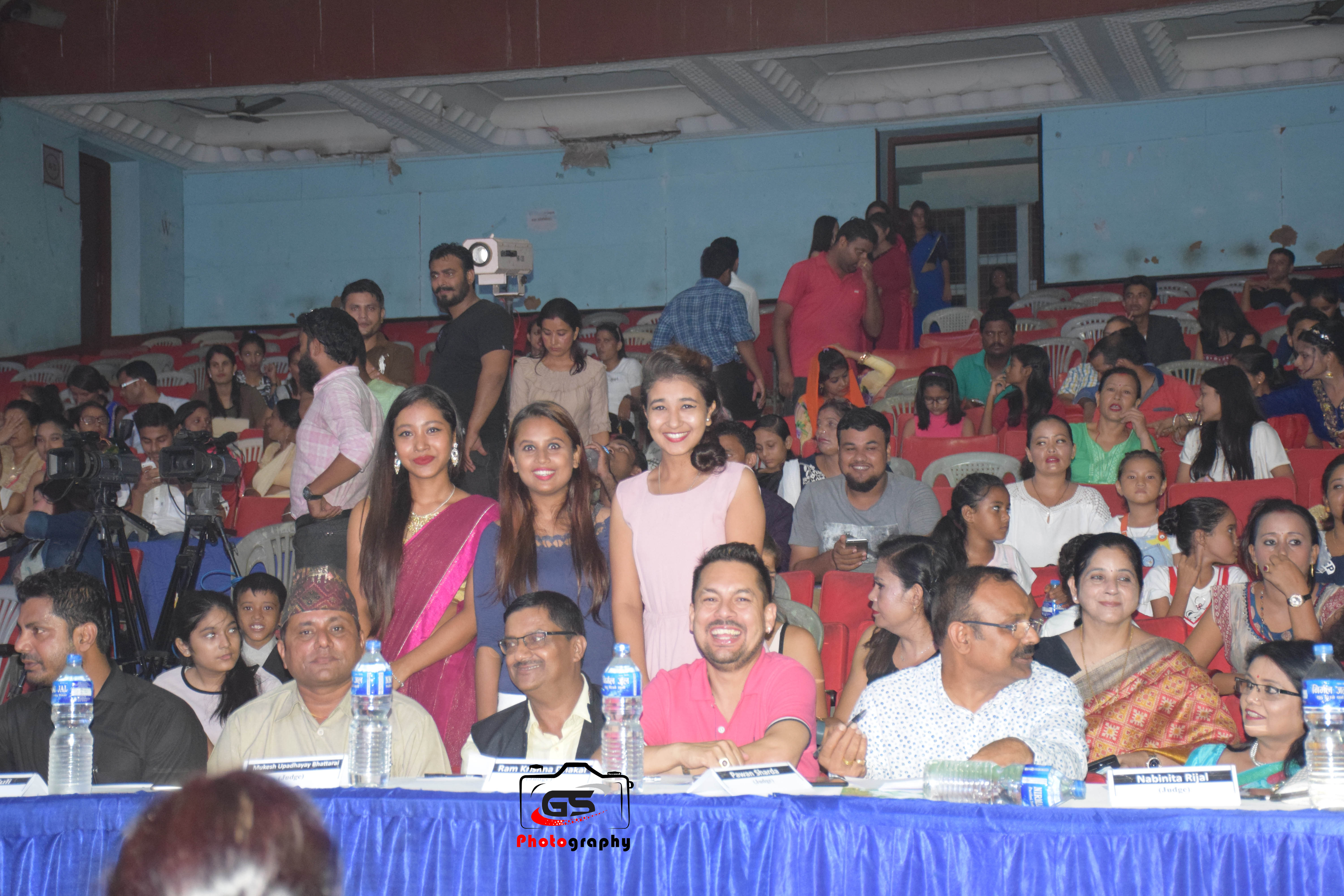 Ram Krishna Dhakal, Mayor Bhim Parajuli, and Businessman Pawan Sarda on stage.