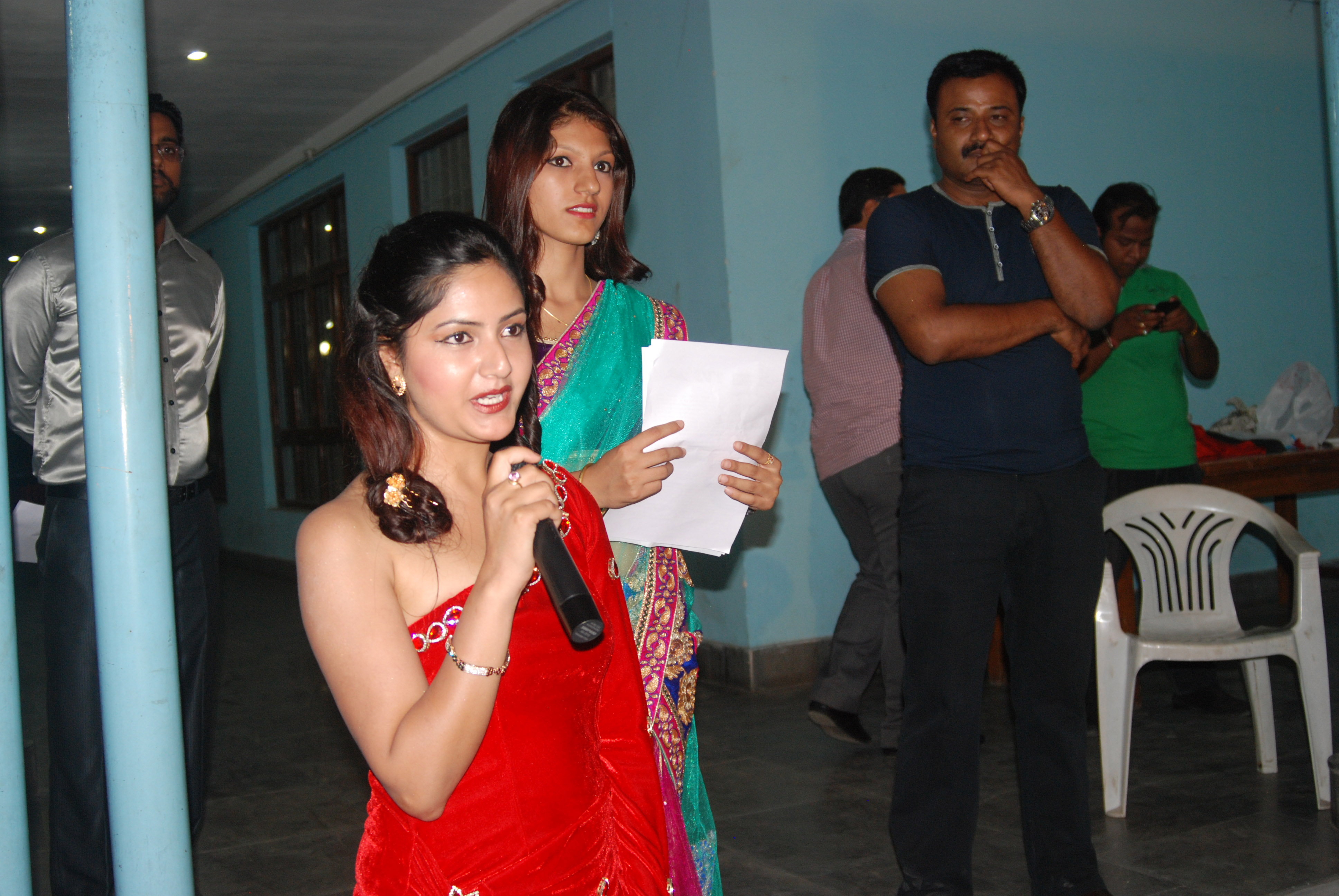 Actress Barsha Siwakoti giving a short speech.