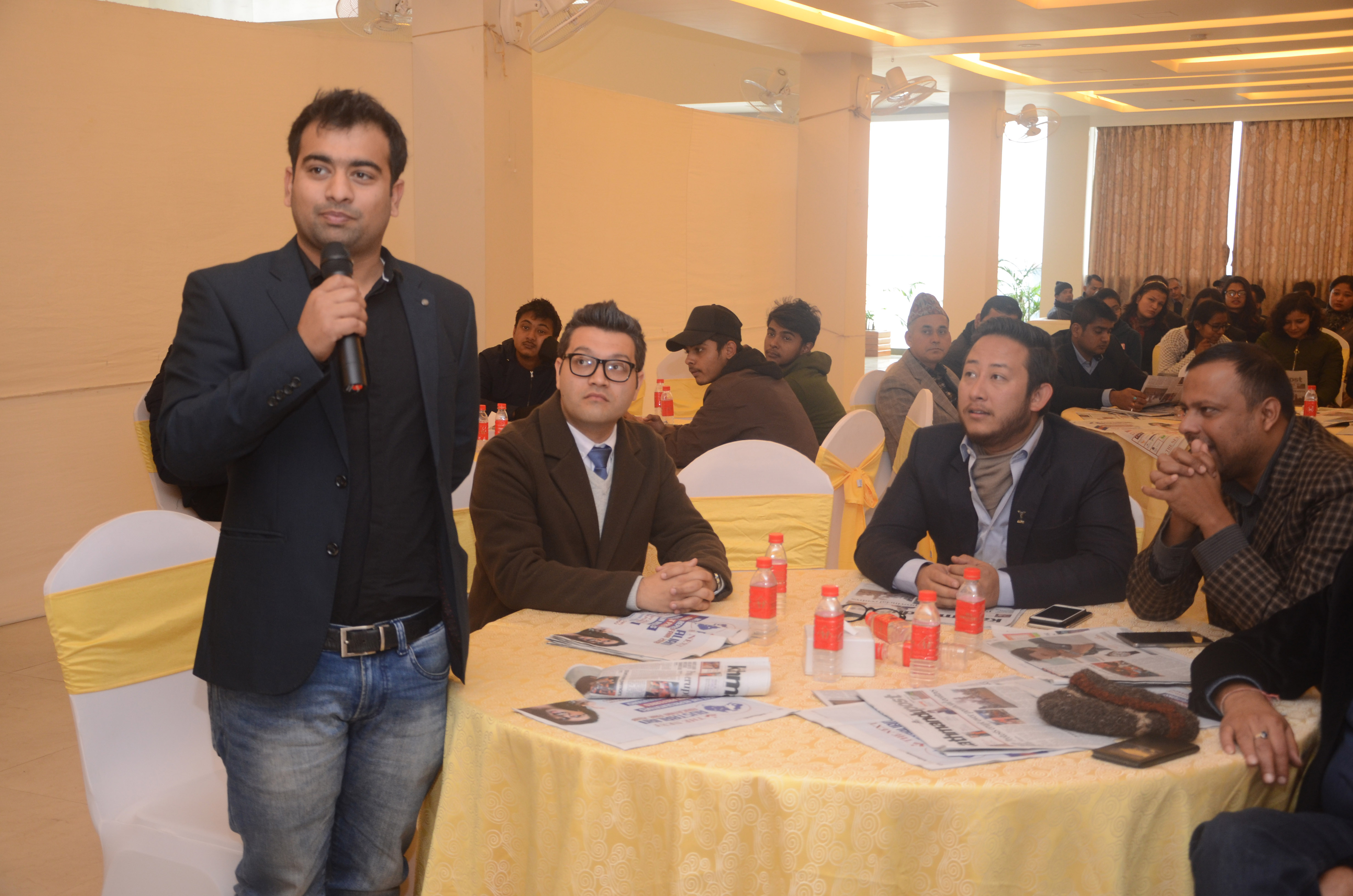 Director of Fujima Group, Raghav Koirala, asking a question.