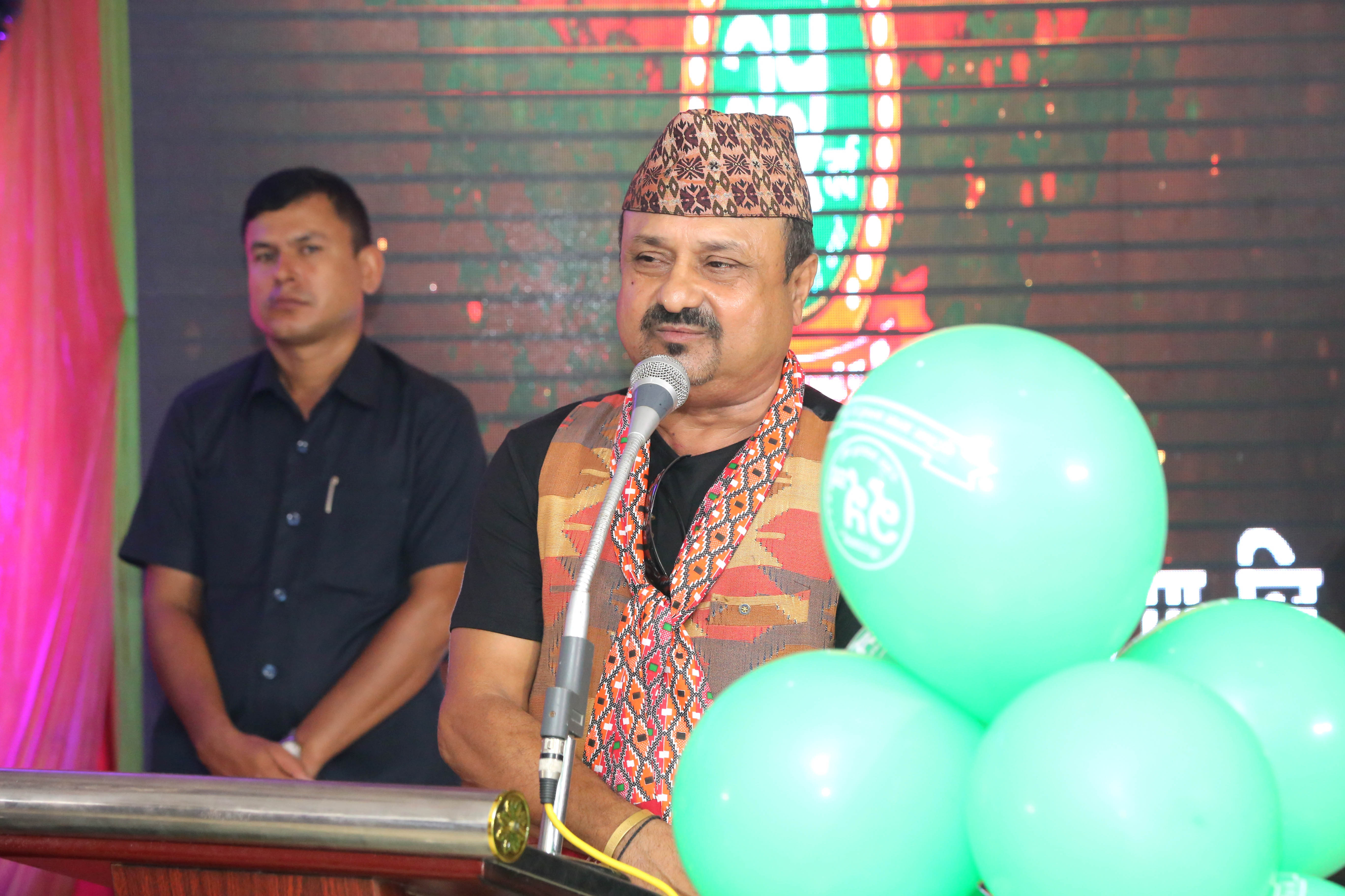 Shivahari Paudyal, Brand Ambassador of Control Lubricants, giving a speech.