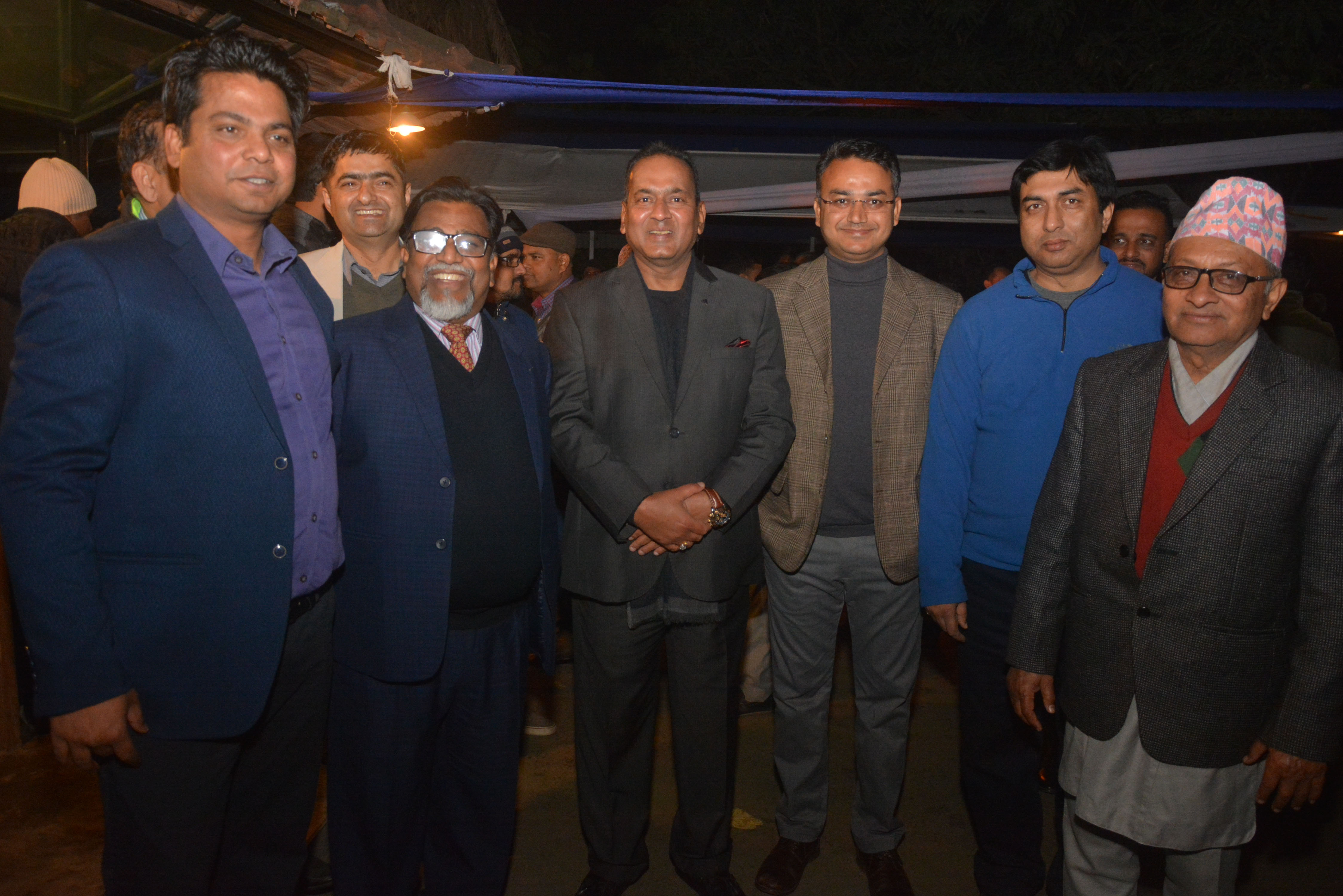 Event Manager Rikesh Karna, Kantipur Chairman Kailash Sirohiya, and a guest in one frame.