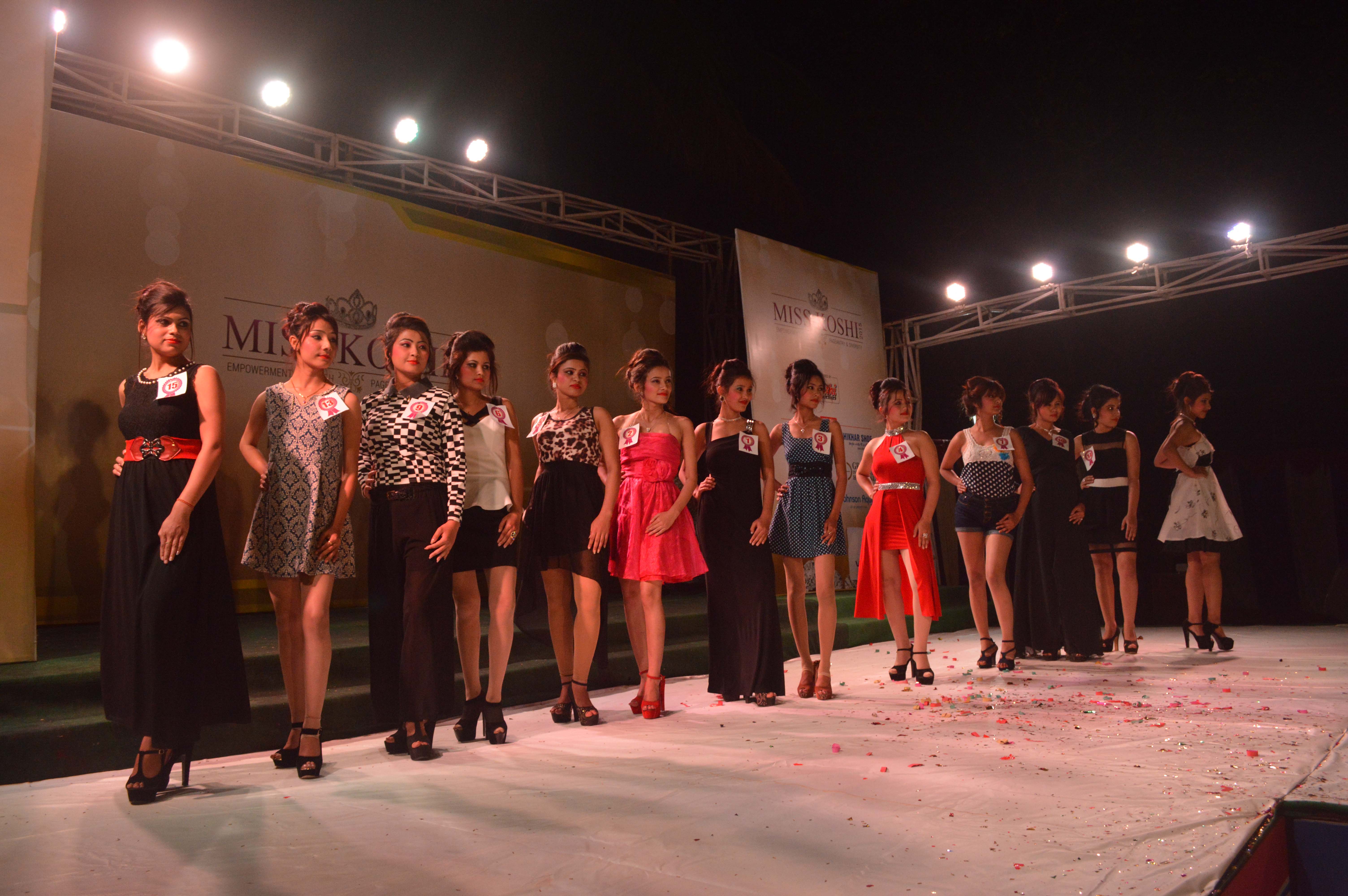 Participants of Miss Kosi 2015 on stage.