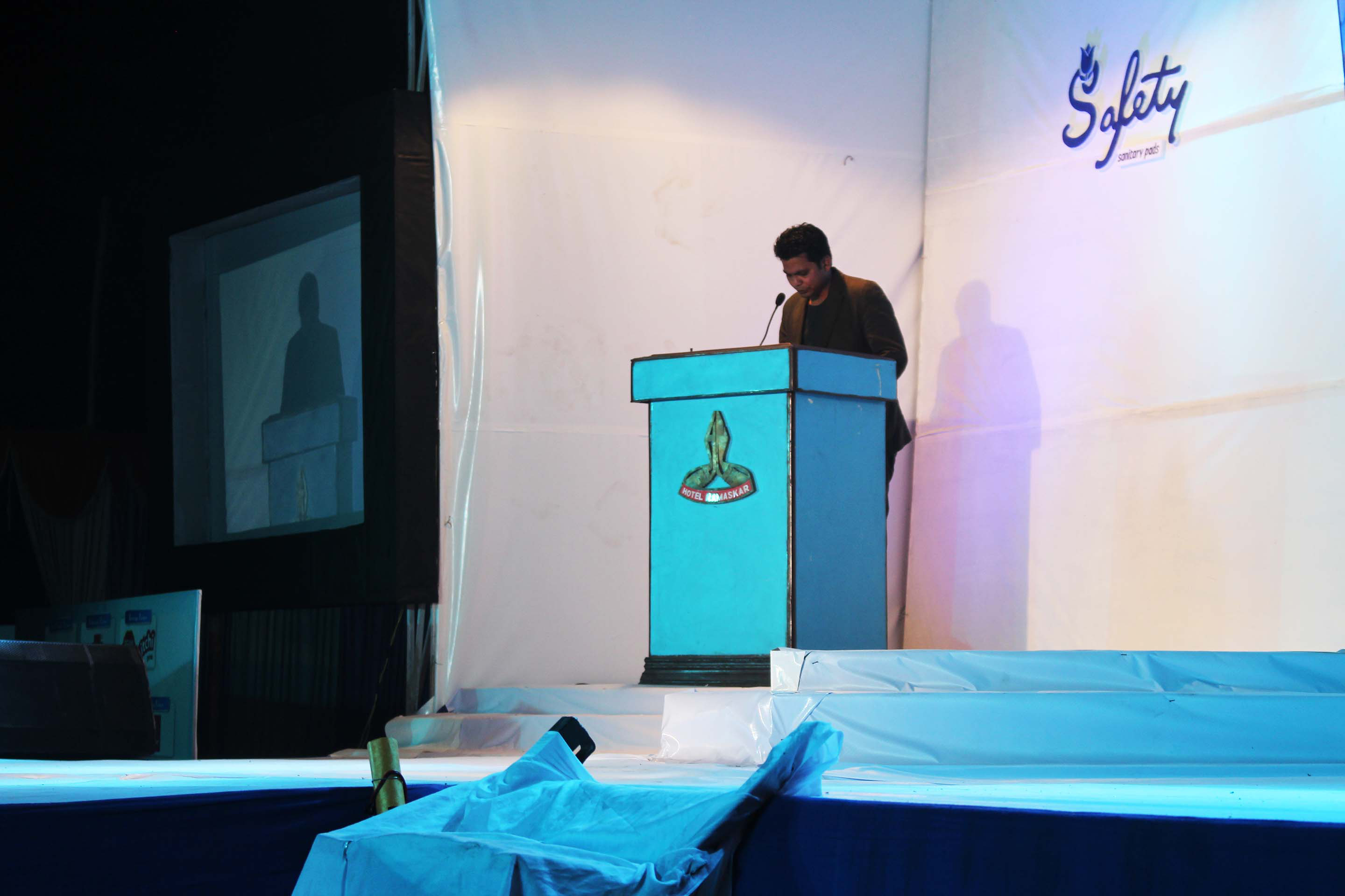 Event Manager Rikesh Karna giving the welcome speech.
