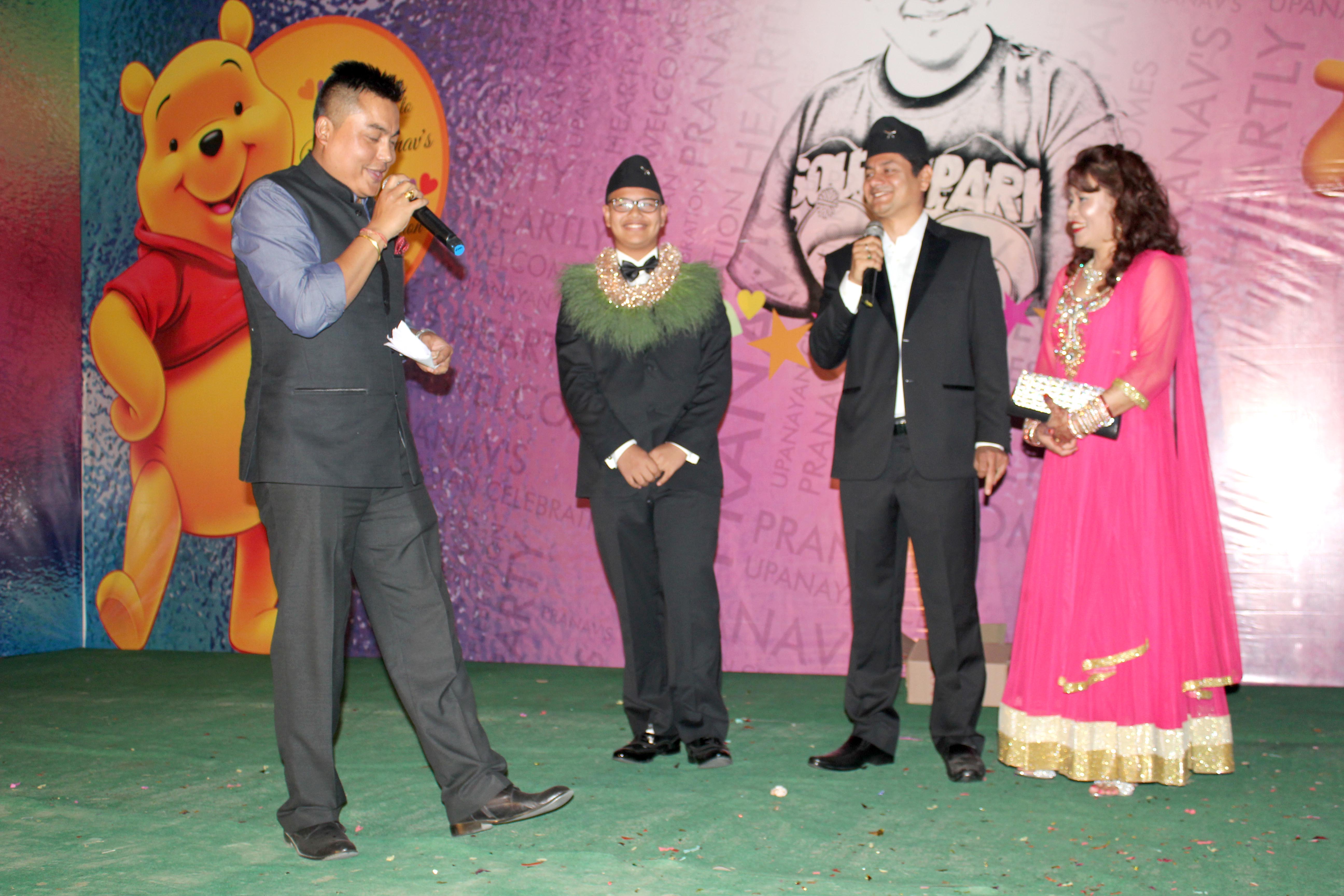 Comedian Sandip Chhetri having fun with Pranav's parents.