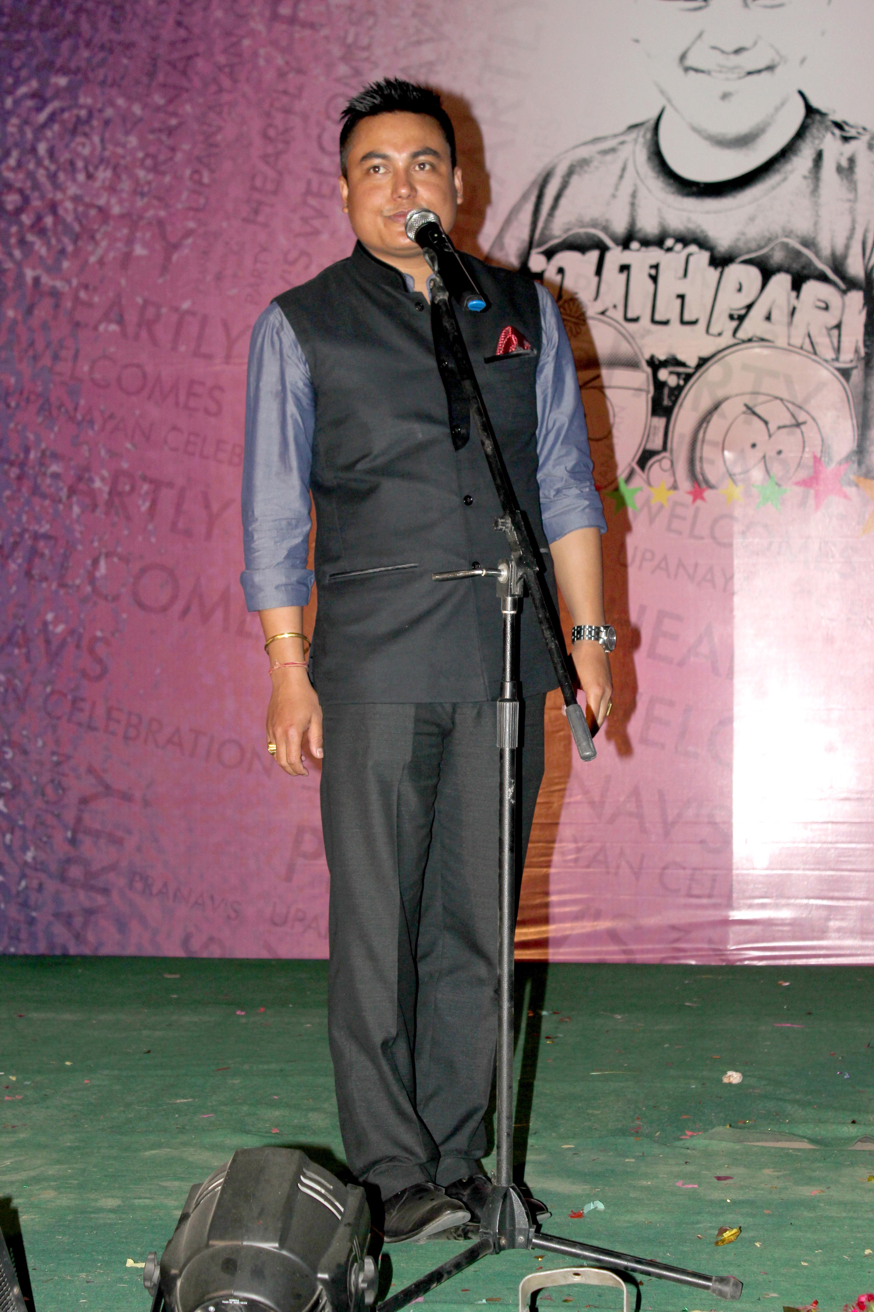 Comedian Sandip Chhetri hosting the Bartamanda event.