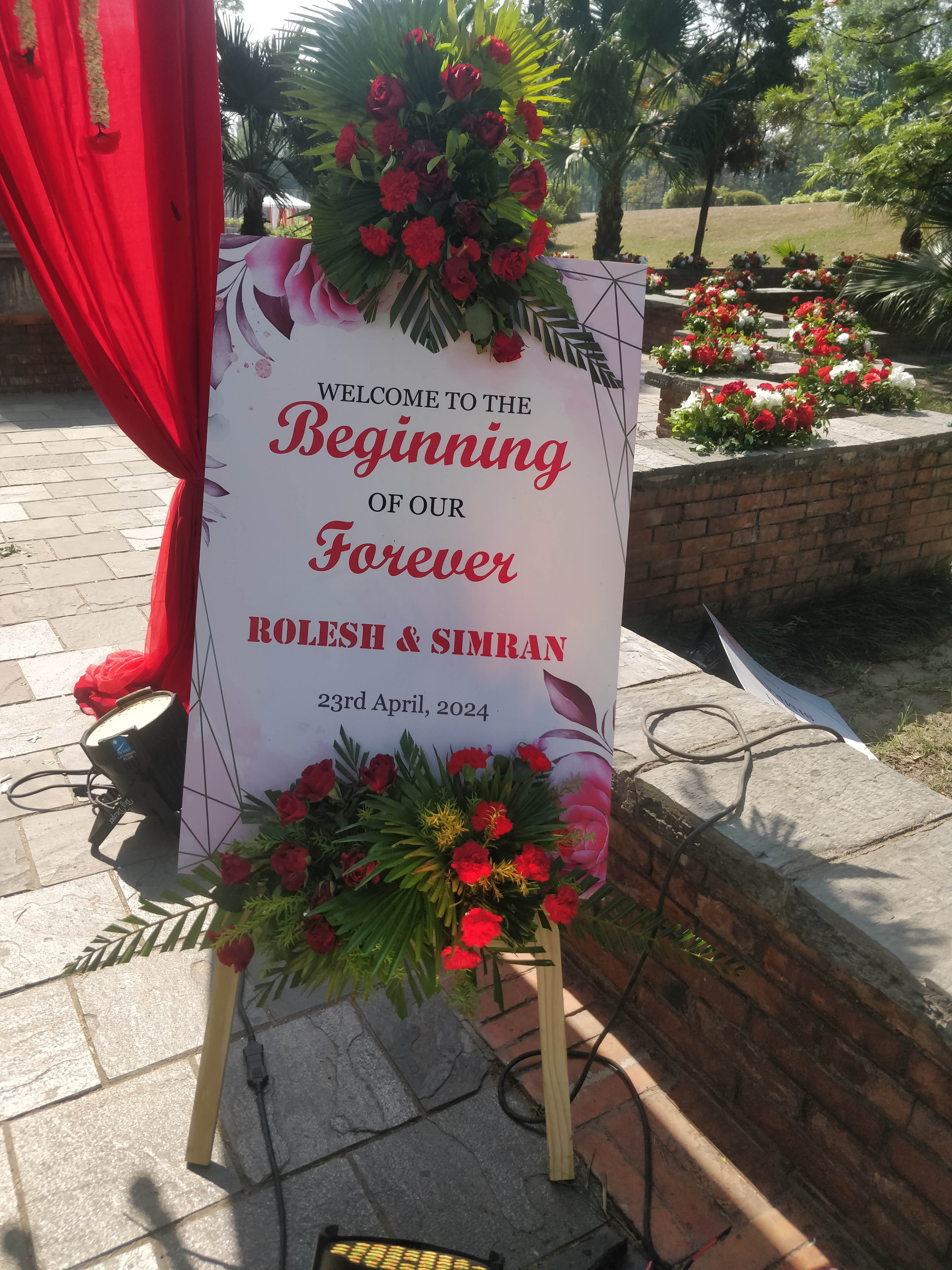 The custom welcome signage for Rolesh and Simran's wedding.
