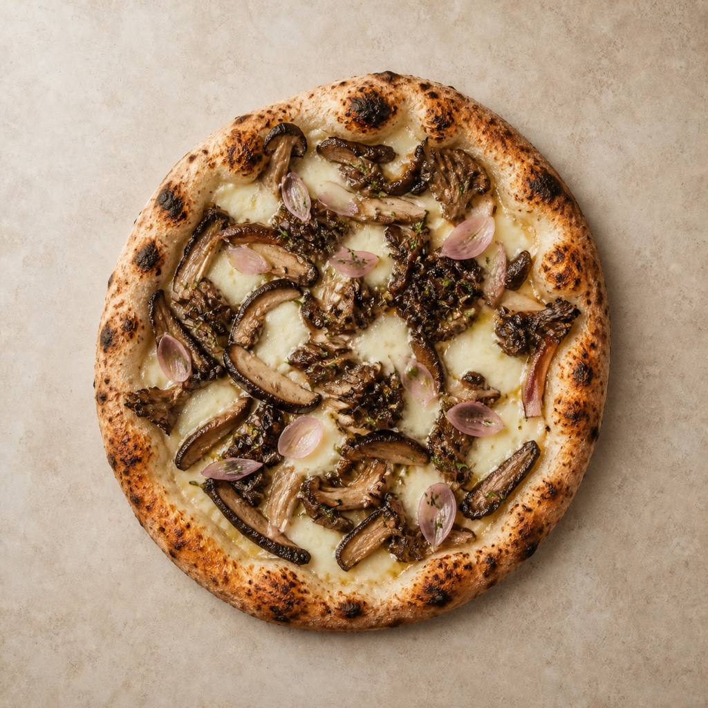 Charred mushroom flatbread
