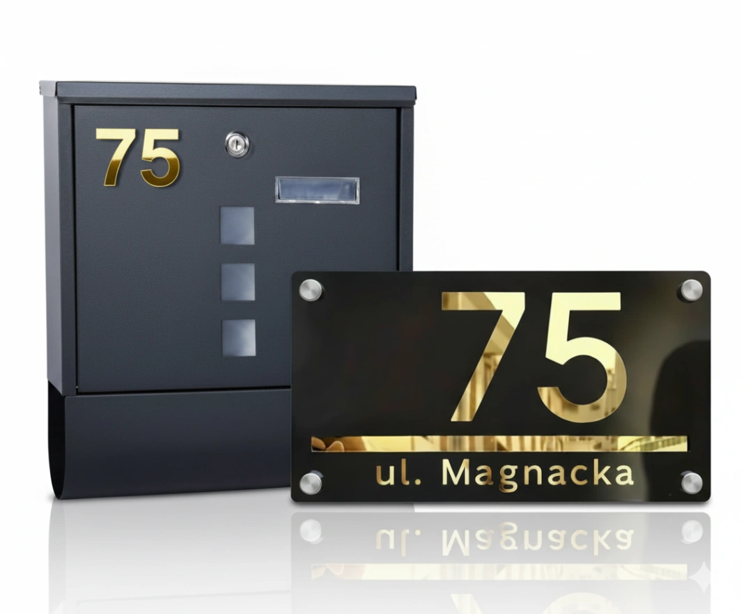Pakiet Adresowy Premium: Tabliczka 3D Czarny Mat