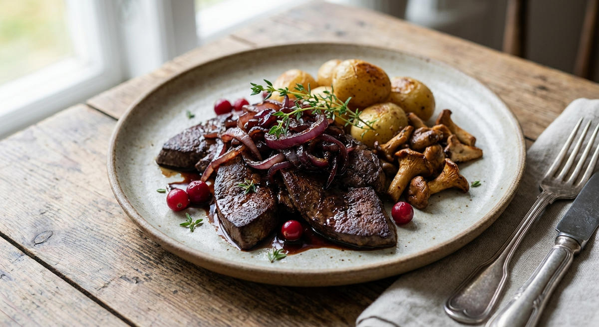 Wildleber mit Balsamico-Zwiebeln