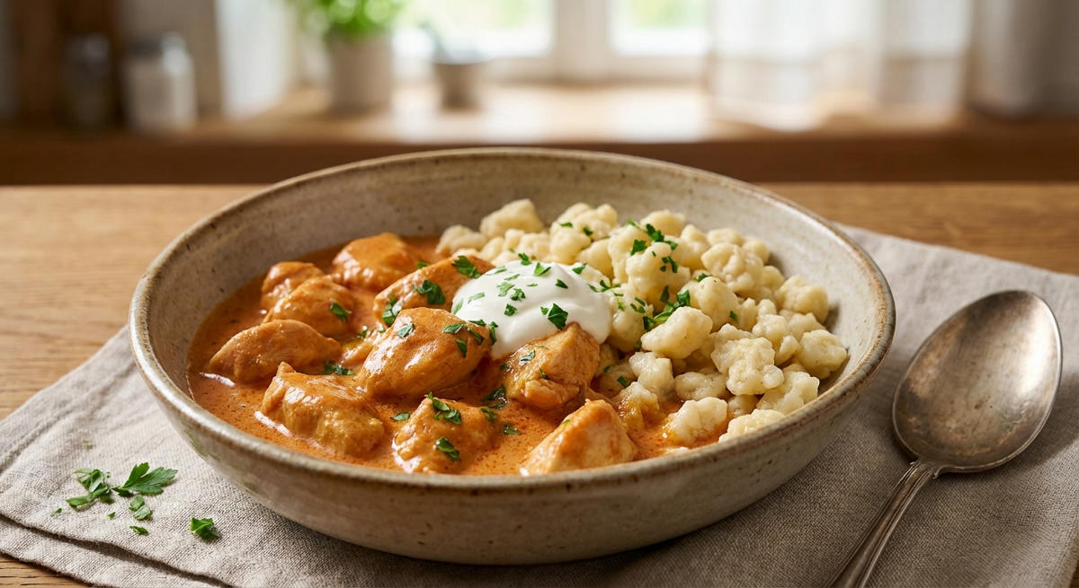 Chicken Paprikasch mit Nockerln