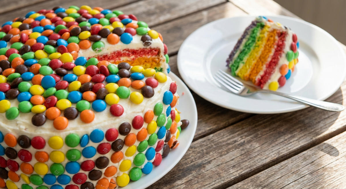 Bunte Torte mit Schokolinsen
