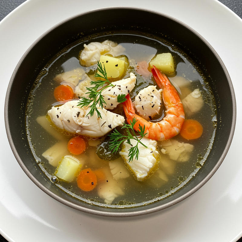 Fischsuppe mit buntem Gemüse