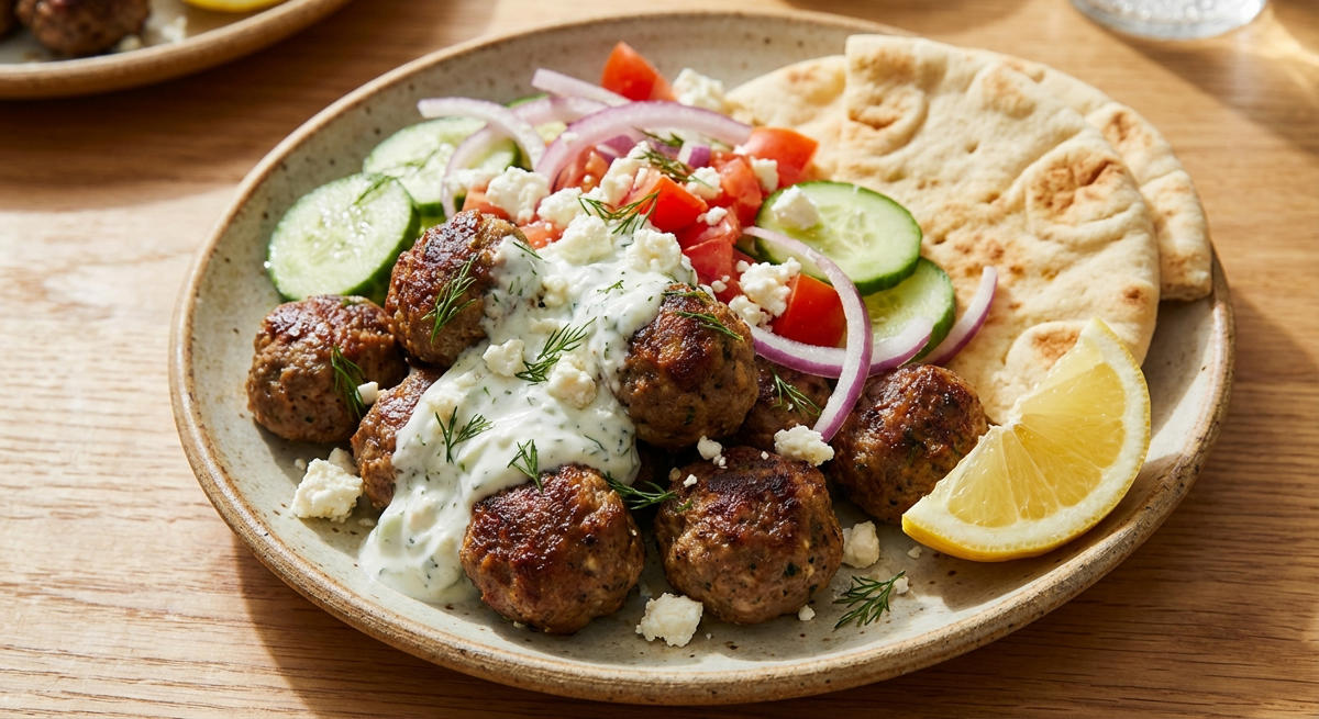 Hackbällchen Gyros-Art mit Zaziki