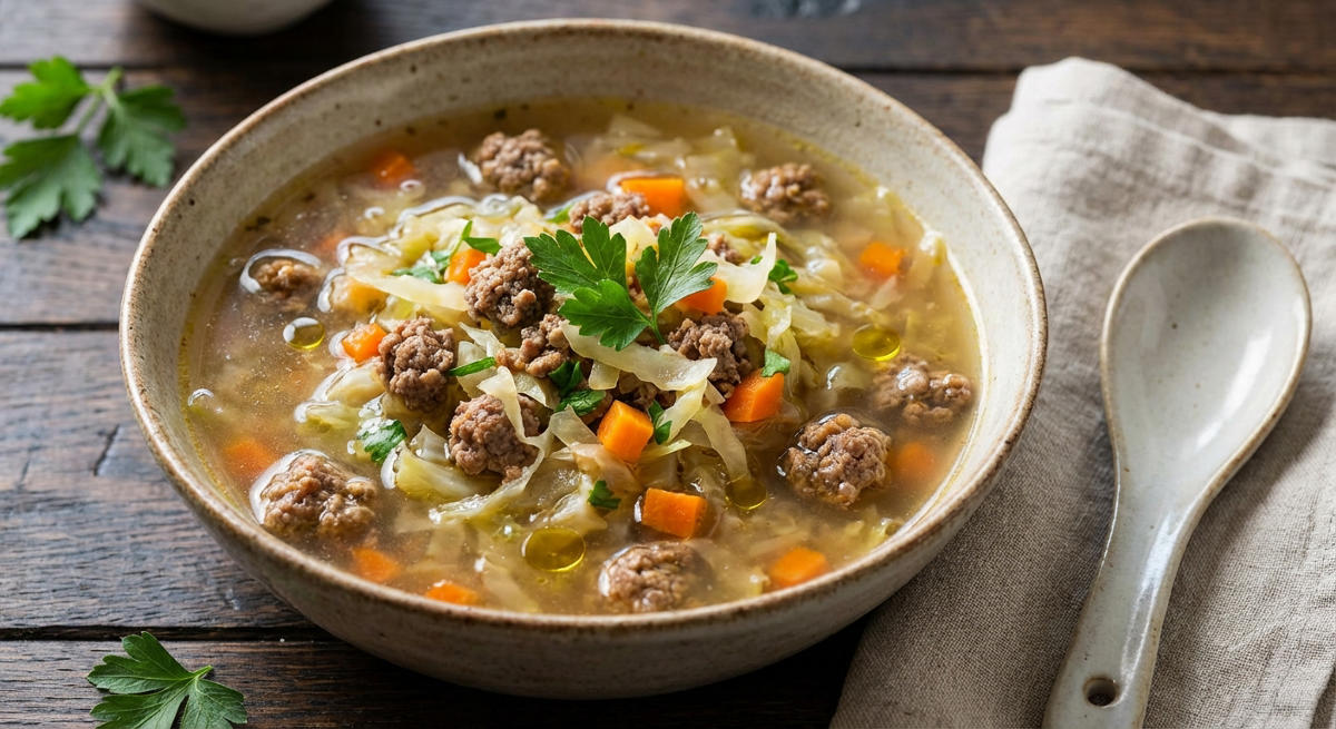 Low Carb Hackfleisch-Weißkohl-Suppe